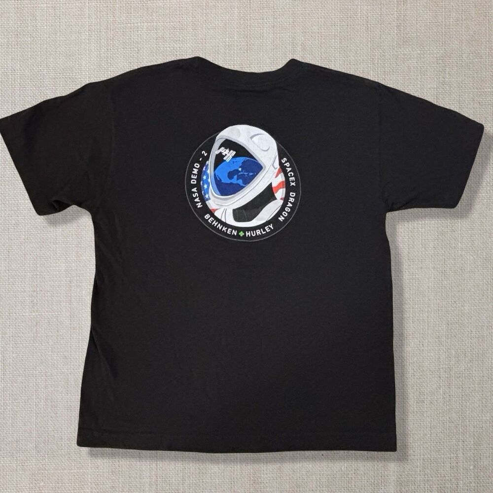 SpaceX NASA Demo 2 Dragon Youth Medium Black Graphic T Shirt Kids
